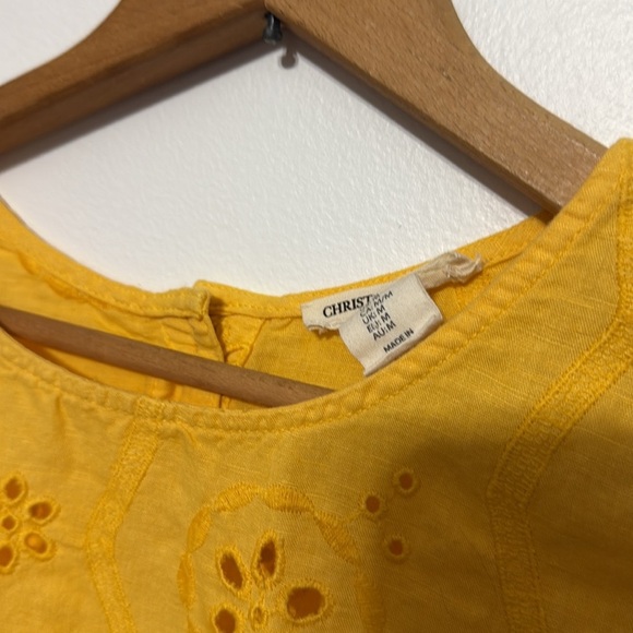 Christian Siriano Linen / Cotton Tie-Front Eyelet Shirt Top - Picture 5 of 10